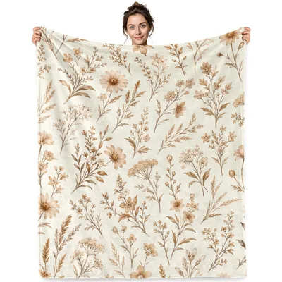 Vintage Botanical Wildflowers Blanket for Nature Lovers