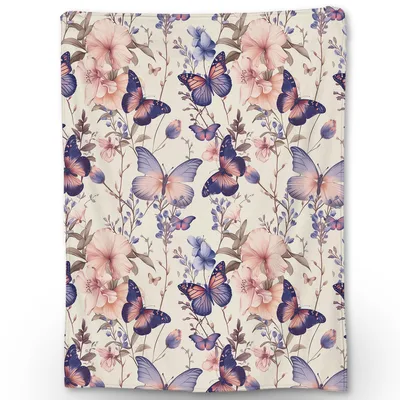 Butterflies and Pink Florals Blanket: A Soft Floral Pattern