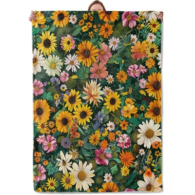 Floral Garden Flowers Blanket featuring a vibrant mix of sunflowers