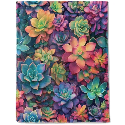 Succulent Plants Pattern Blanket: Vibrant