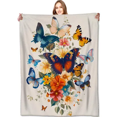 Butterflies and Flowers Bloom Blanket
