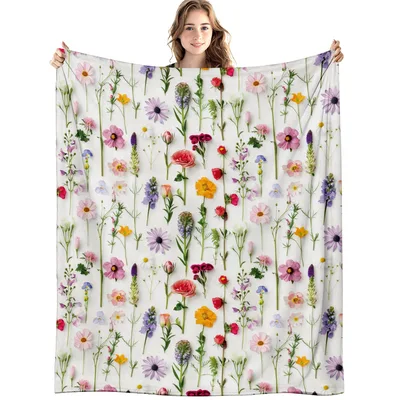 Colorful Wildflowers Pattern Blanket