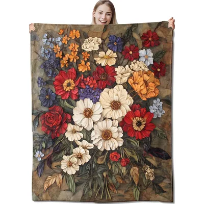 Vintage Floral Bouquet Blanket