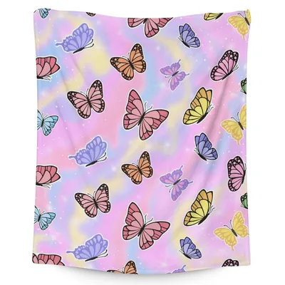 Pastel Tie Dye Blanket: Butterfly Pattern for Cozy Nights