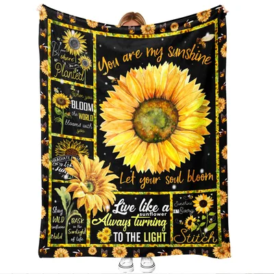 Sunflower Inspirational Quote Blanket: You Are My Sunshine Design
