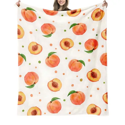 Peach Pattern Fruit Blanket: Watercolor Peach Print for Cozy Bedrooms
