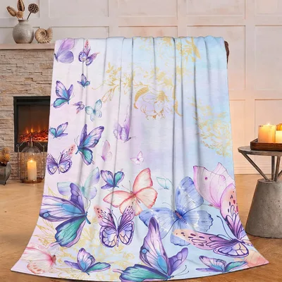 Butterfly Floral Watercolor Blanket: Soft Wings and Painted Flowers