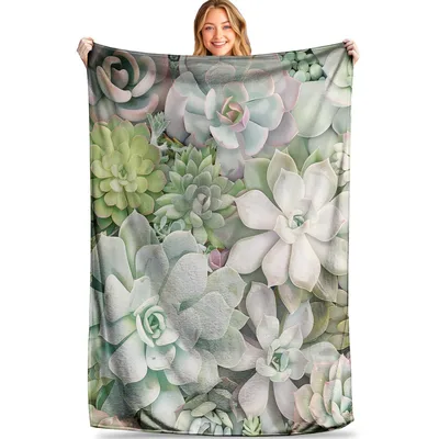 Succulent Garden Pattern Blanket for Houseplant Enthusiasts