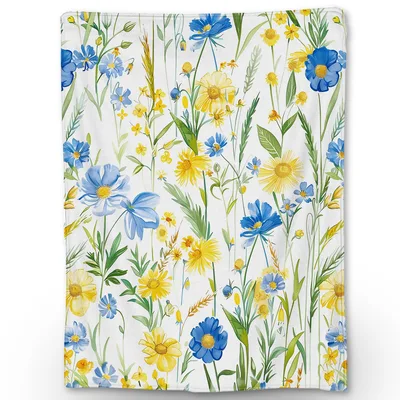 Blue and Yellow Wildflowers Blanket