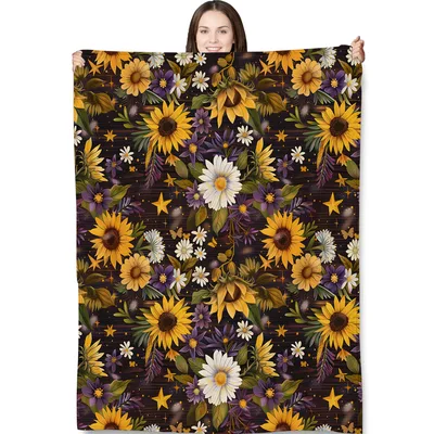 Sunflower Daisy Wildflower Floral Blanket for Cozy Nature Lovers