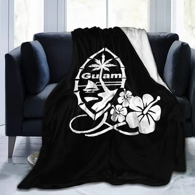 Guam Hibiscus Seal Design Blanket: Island Pride with Floral Details