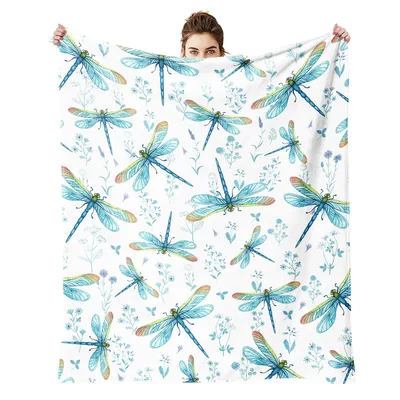 Dragonflies Pattern Blanket: Blue Insect Art for Nature Lovers