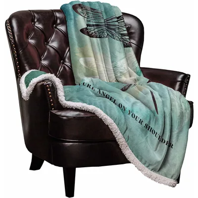Dragonfly Design with Script Blanket: You Are Angel on Your Shoulder