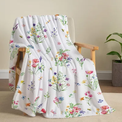 Colorful Wildflowers Botanical Pattern Blanket for Garden Lovers
