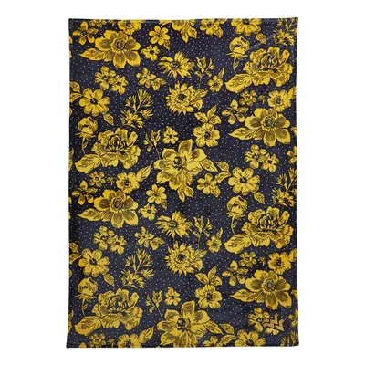 Golden Floral Pattern Blanket: Navy and Gold Botanical Throw
