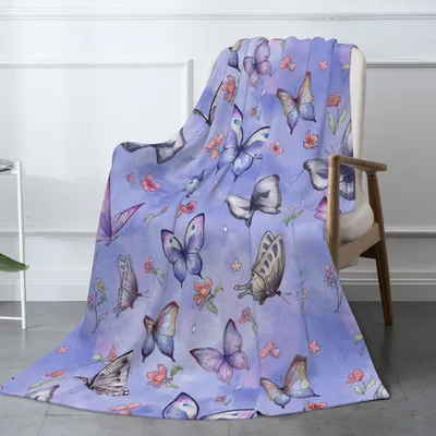 Butterflies and Flowers Pattern Blanket: Soft Floral Butterfly Design