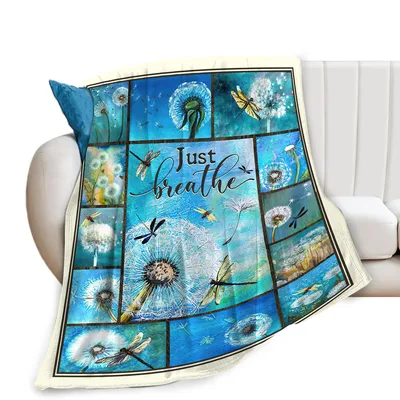 Just Breathe Dandelion Dragonfly Blanket for Nature Lovers