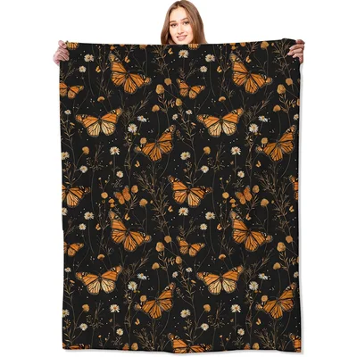 Butterfly Garden Pattern Blanket: Monarch and Wildflower Design