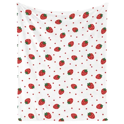 Strawberry Fruit Pattern Blanket: Playful Red Berries and Dots