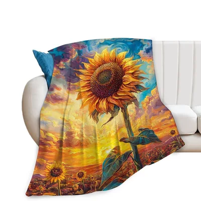 Sunflower Field at Sunset Blanket