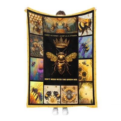 Don't Mess Blanket: Queen Bee Collage Design