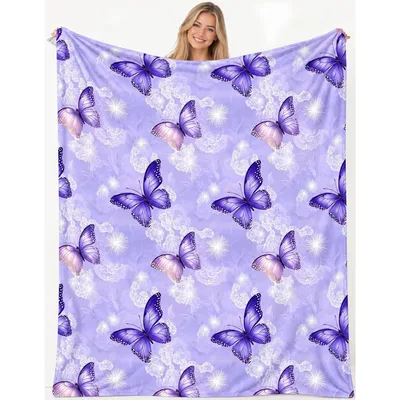 Purple Butterfly Pattern Blanket No. 2 for Lovers of Lavender Insects