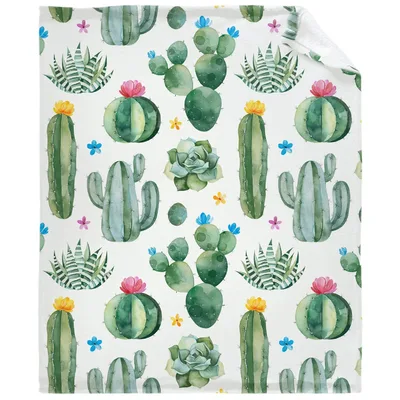 Cactus and Succulent Pattern Blanket: Watercolor Desert Flora Design