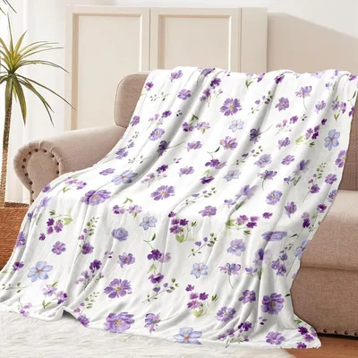 Purple Flowers Pattern Blanket
