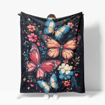 Butterflies and Flowers Pattern Blanket No. 2 – Butterflies