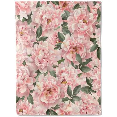 Pink Peony Flowers Pattern Blanket features lush pink