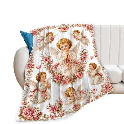 Cherub Angels with Pink Blanket: Vintage Cherubs and Roses Design