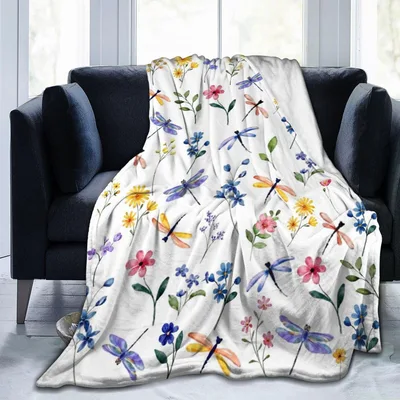 Dragonflies and Wildflowers Pattern Blanket