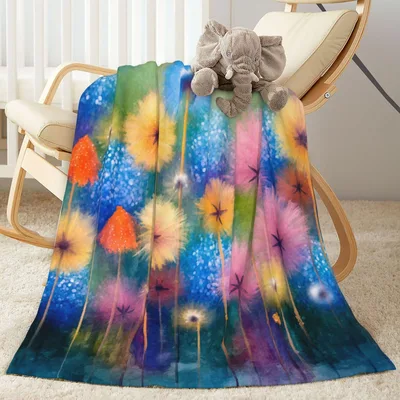 Watercolor Wildflowers in Bloom Blanket for Nature Lovers