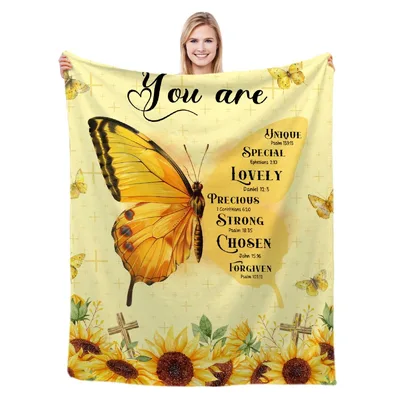 You Are Butterfly Sunflower Blanket: Faith and Floral Design