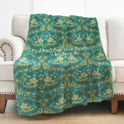 Don't Cage Your Dreams Blanket with Boho Floral Birds