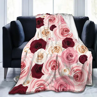 Pink Burgundy Rose Flower Blanket: A Floral Pattern for Cozy Spaces