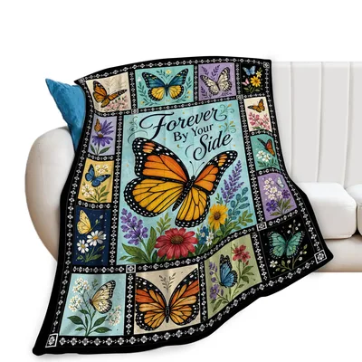 Forever by Your Side Blanket: Butterfly and Floral Patchwork Design
