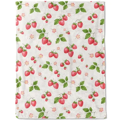 Strawberry and Leaf Pattern Blanket: Sweet Fruit Print for Cozy Days