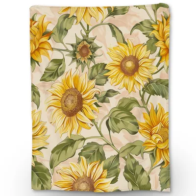 Sunflower Floral Pattern Blanket featuring bright yellow sunflowers