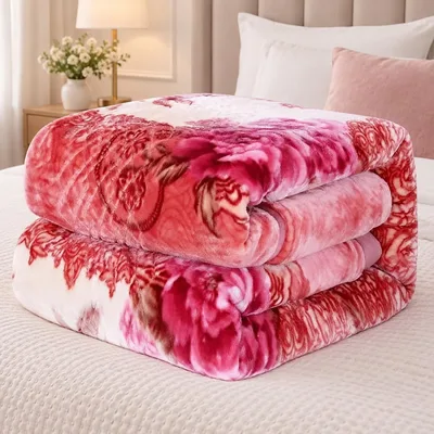 Red Rose Floral Blanket: Bold Pink Roses on Soft Fleece
