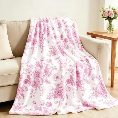 Pink Roses Pattern Blanket: Classic Floral Design for Cozy Spaces