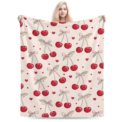 Cherries and Bows Pattern Blanket