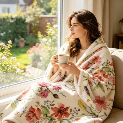 Vintage Pink Flower Pattern Blanket: Soft Floral Throw for Cozy Days