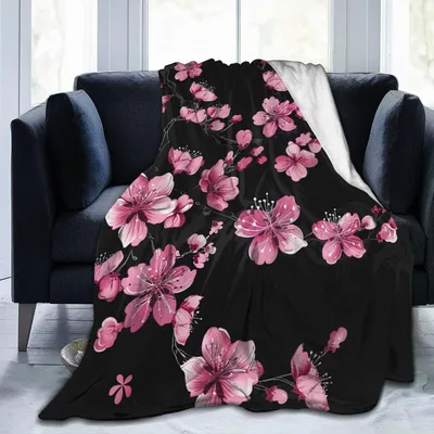 Pink Cherry Blossom Branches Blanket features bold pink