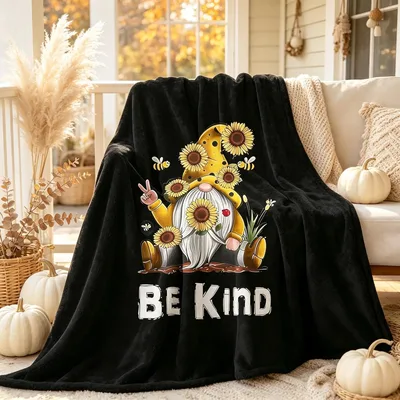 Be Kind Sunflower Gnome Blanket