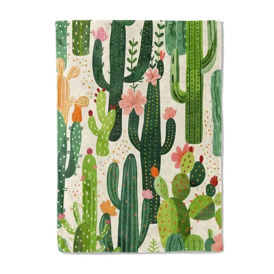 Desert Cactus Pattern Blanket featuring whimsical green cacti