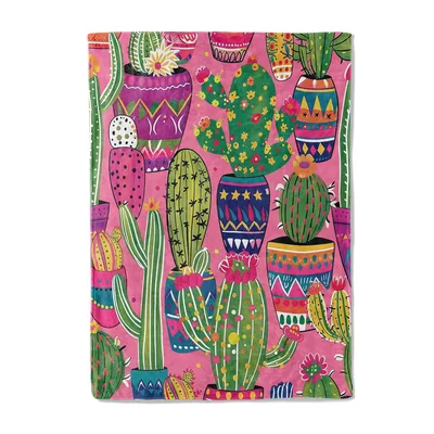 Colorful Cactus Pattern Blanket featuring vibrant green succulents