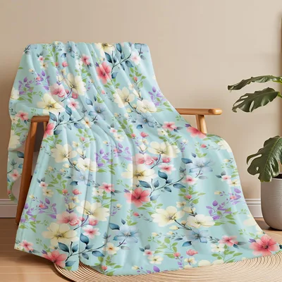 Watercolor Flowers Botanical Print Blanket for Garden Lovers