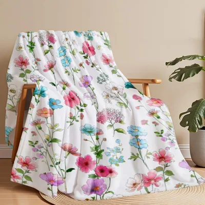 Colorful Wildflowers Botanical Print Blanket No. 2
