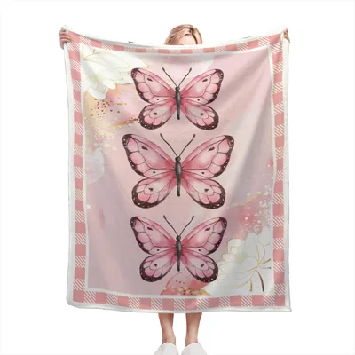 Pink Butterflies Pattern Blanket